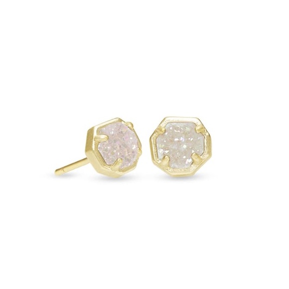 Kendra Scott Stud Earrings | Nola Gold Stud Earrings in Iridescent Drusy - Picture 1 of 5